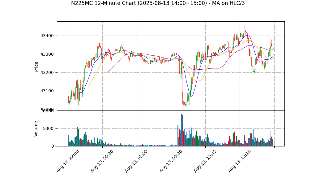 N225MC期货技术分析 – 2025-08-13 14:00~15:00