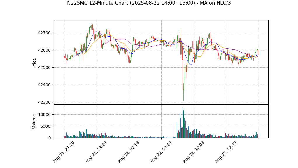 N225MC期货技术分析 – 2025-08-22 14:00~15:00